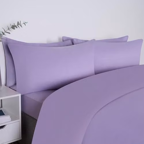 OHS 2 Pack Soft Microfibre Housewife Pillowcases with Envelope Closure, Purple, W/D/H: 50 x 50 x 50 cm
