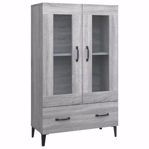 vidaXL Modern Grey Sonoma Highboard with Internal Drawers and Shelves, W/D/H: 70 x 30 x 115 cm – 1