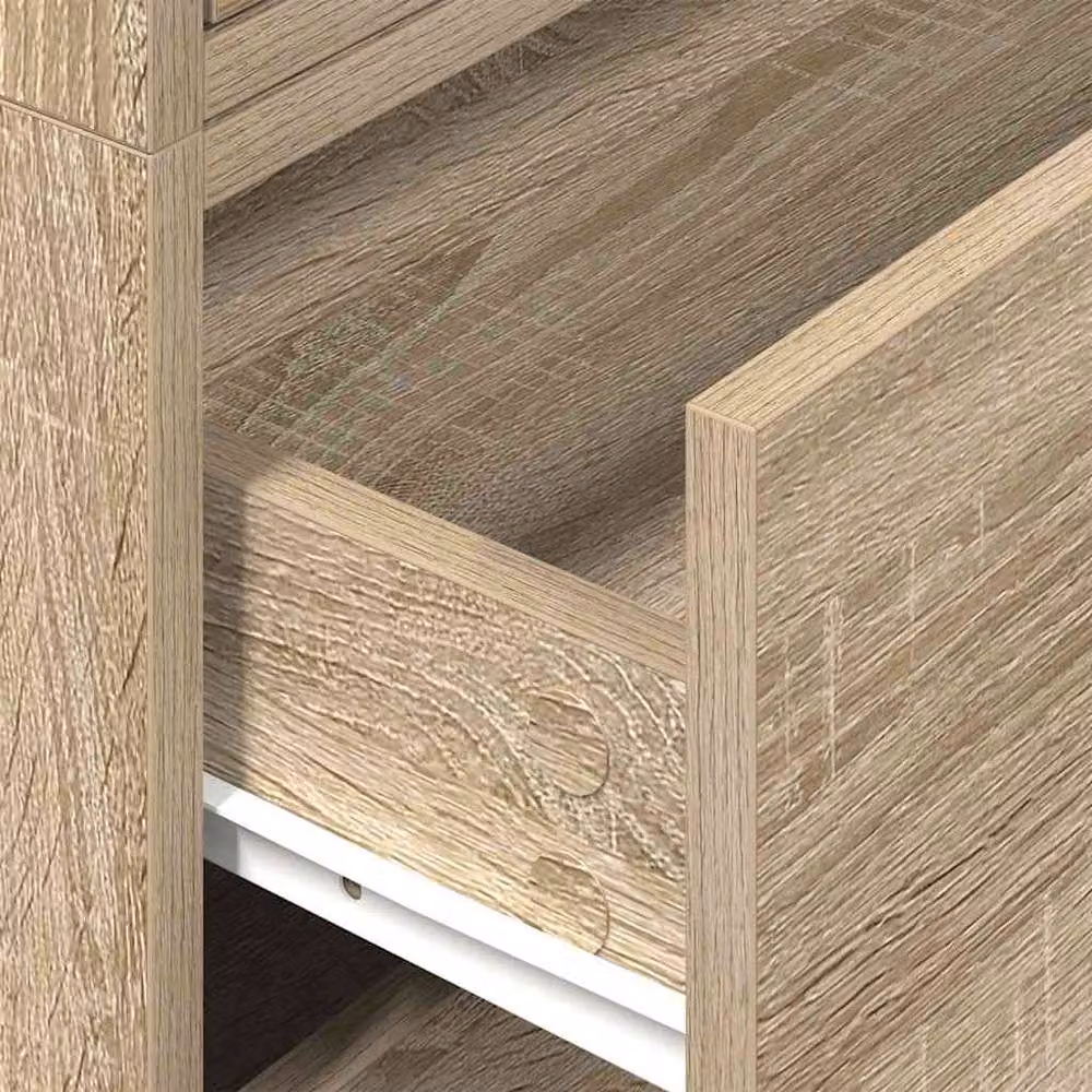 Berkfield Home Set of 2 Durable Sonoma Oak Cabinets with 2 Drawers in Brown, W/D/H: 60 x 31 x 40 cm – 2