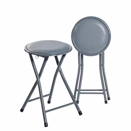 Harbour Housewares Grey Padded Folding Stools, Pack of 2 – 1