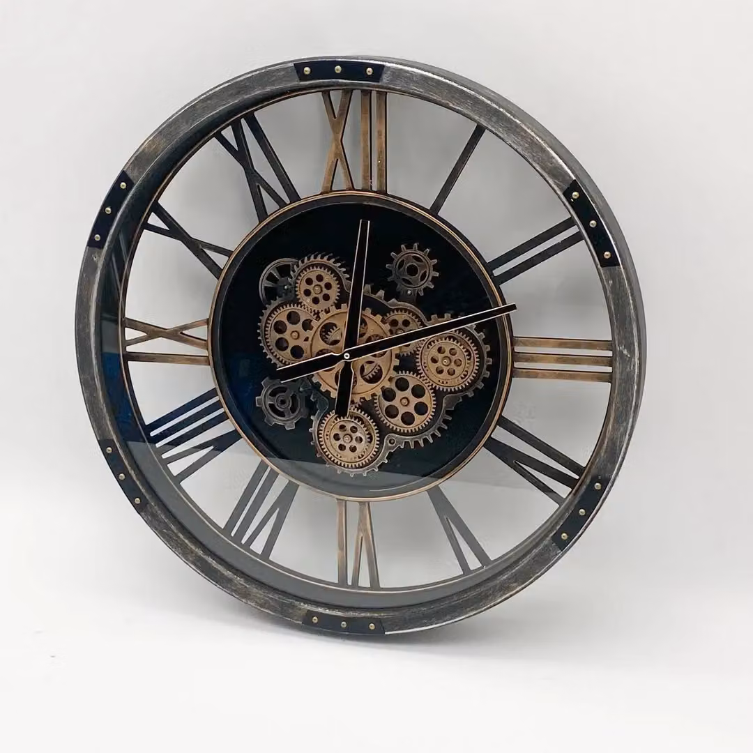 Minster Brown Metal Industrial Round Analog Wall Clock W68 x H68 x D7 cm – 2