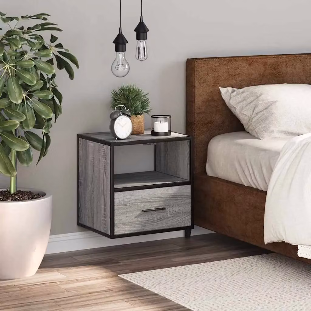 Berkfield Home Wall-mounted Bedside Cabinet in Grey Sonoma, W: 40 cm, D: 31 cm, H: 39.5 cm – 3