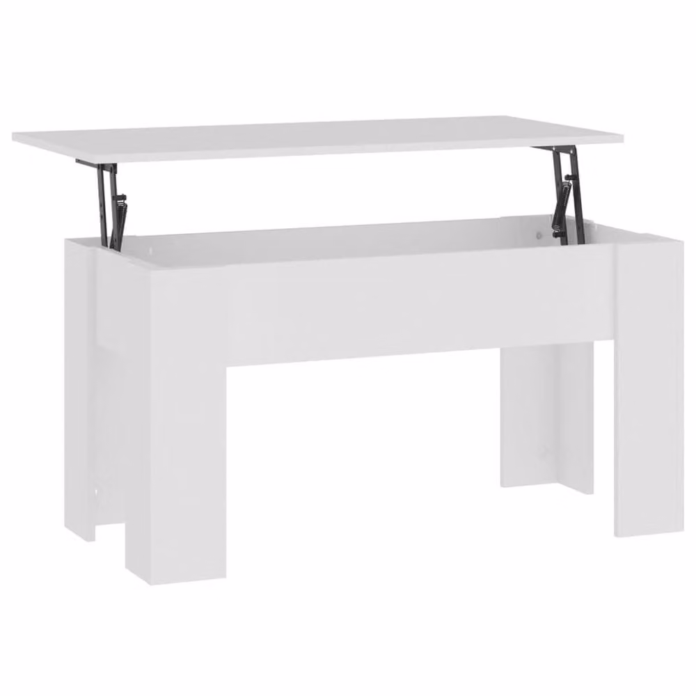 Berkfield Home White Modern Coffee Table with Lift Mechanism, W: 101 cm, D: 49 cm, H: 52 cm – 2