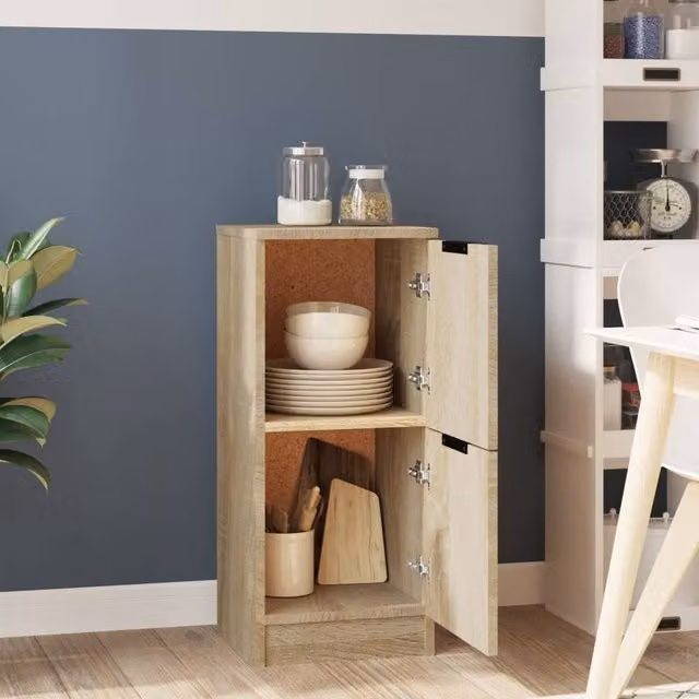Berkfield Home Sonoma Oak Sideboard in Natural Brown, W/D/H: 30 x 30 x 70 cm