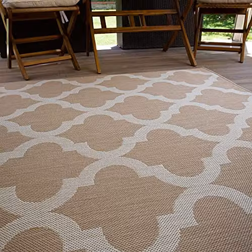 THE RUGS Moroccan Trellis Geometric Indoor and Outdoor Rug in Beige, W: 160 cm, D: 230 cm – 3