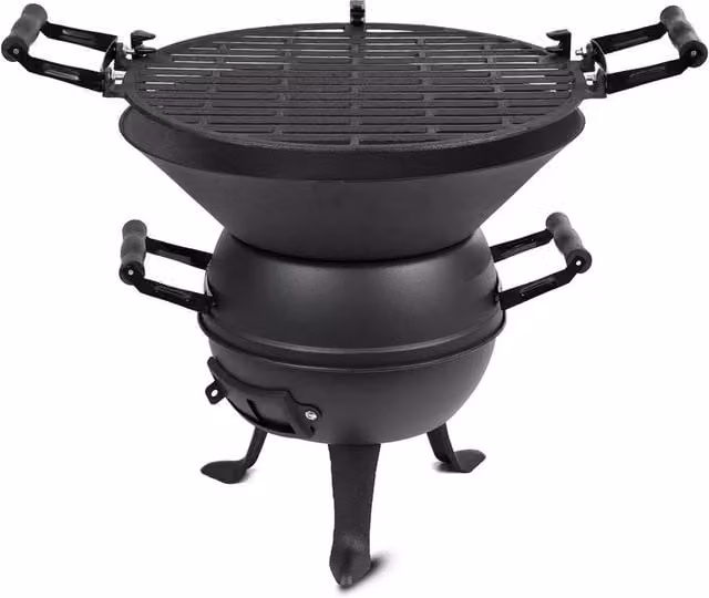 Nordara Steel Black Metal and Cast Iron Tabletop BBQ Camping Burner and Fire Pit – 1