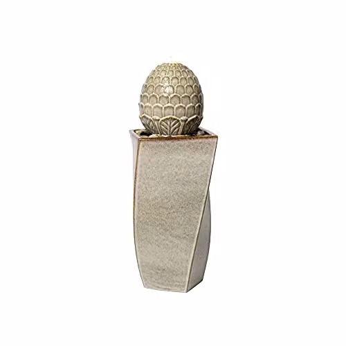 Primrose Grey Ceramic Pineapple Cascading Garden Water Feature, Height: 86 cm – 1