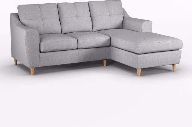 Furnishings For Less UK Baxter L-Shaped 3 Seater Corner Sofa with Chaise, Right Hand Facing, Silver Fabric