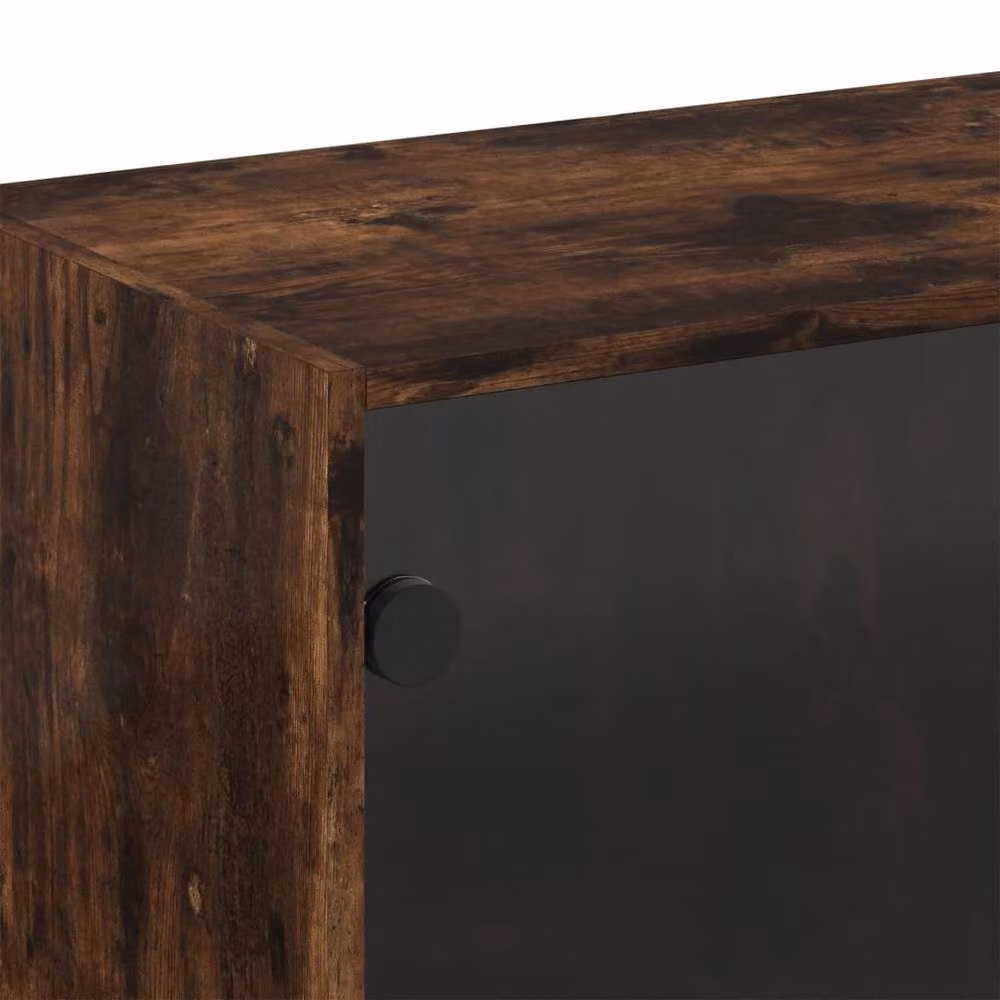 Berkfield Home Wall Cabinet with Glass Doors in Smoked Oak Brown, W: 68 cm, D: 37 cm, H: 68.5 cm – 4