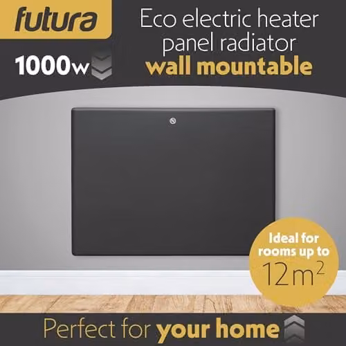 Futura 1000W Grey Electric Radiator Set of 2 with Advanced Thermostat Control and Setback Timer – 2