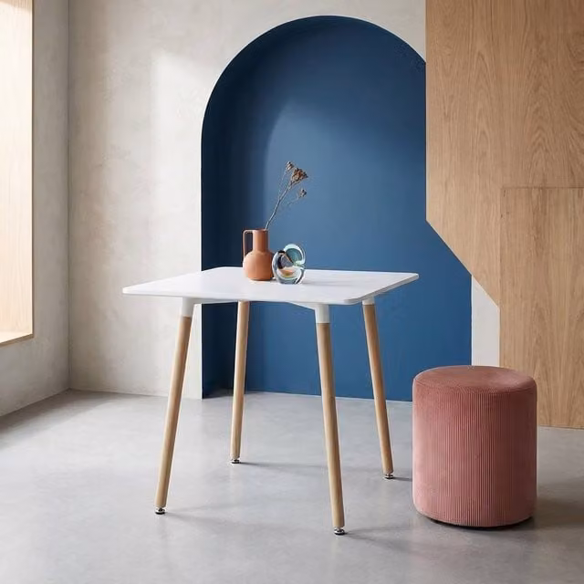 sweeek Scandinavian Square Dining Table in White, Height Adjustable, for 2 Adults
