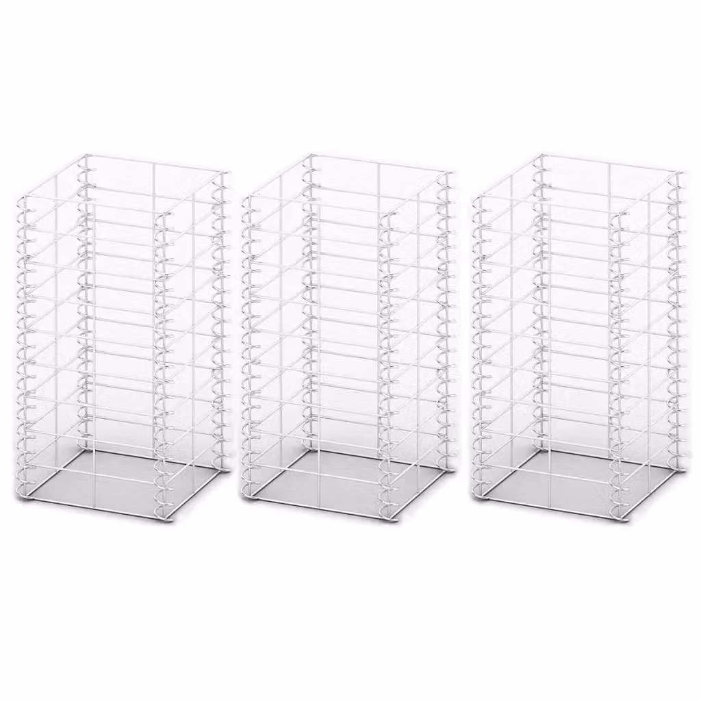 Berkfield Home 3 Piece Galvanised Steel Gabion Basket Set in Silver, W/D/H: 25 x 25 x 50 cm