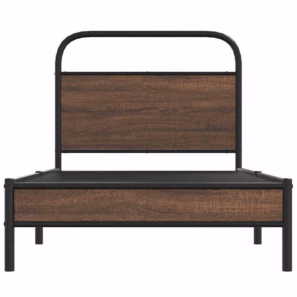 Berkfield Home Elegant Bed Frame in Brown Oak, W/D/H: 90 x 190 x 196 cm – 3