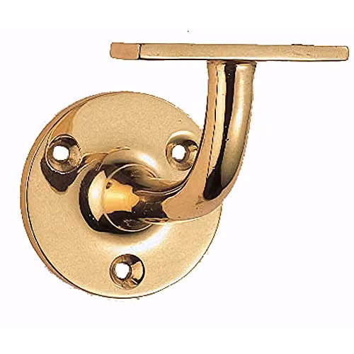 Loops Heavyweight Wall Mounted Handrail Bannister Bracket in Polished Brass