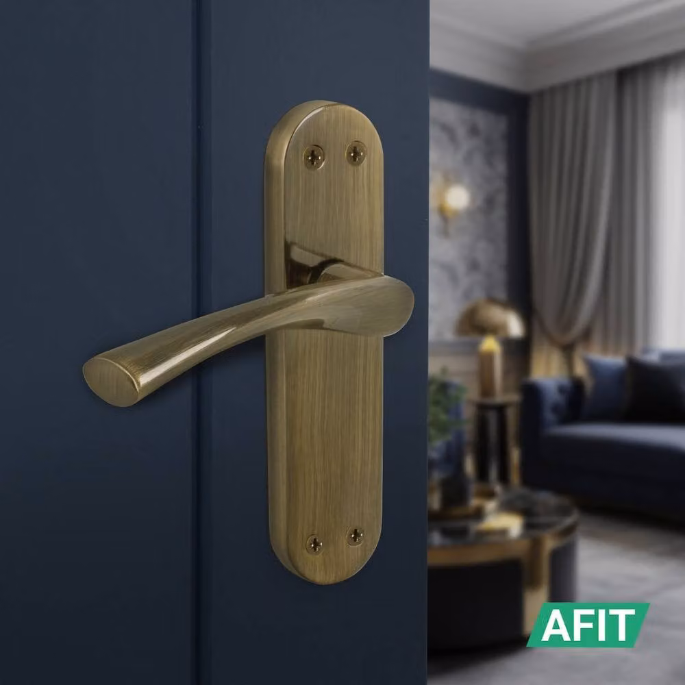 AFIT Antique Brass Twist Door Handle Latch and Hinges Set in Bronze, 1 Pair – 5