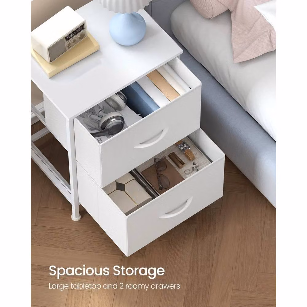 EONLION Modern White Nightstand with 2 Drawers, Width: 100 cm – 2