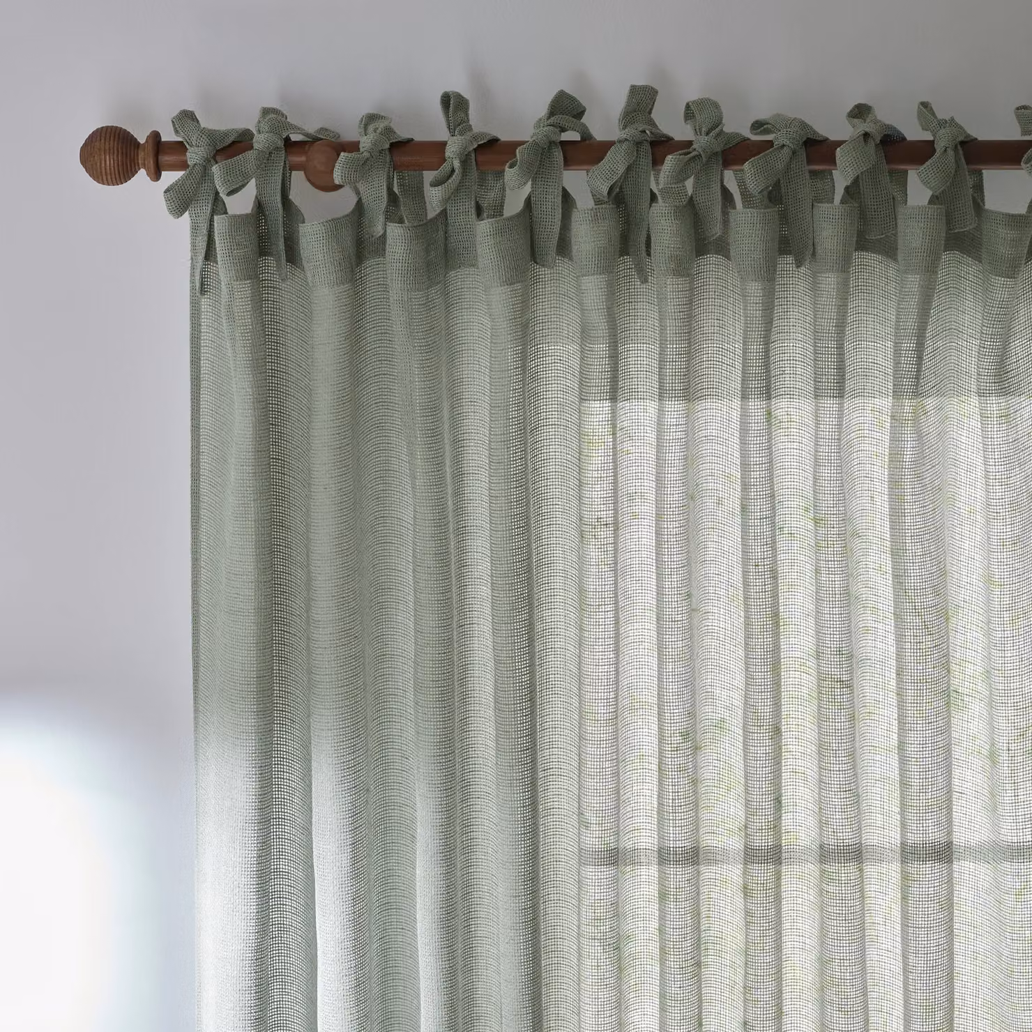 Yard Nimbus Sheer Tie Top Curtain Panel in Light Green, Width: 140 cm – 2