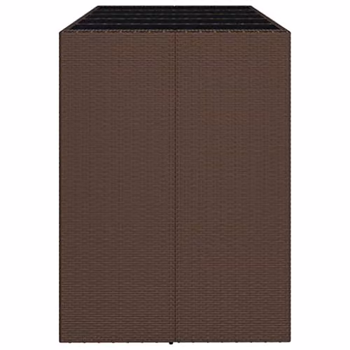 vidaXL Brown Poly Rattan Bar Table with Glass Top, W/D/H: 185 x 80 x 110 cm – 2
