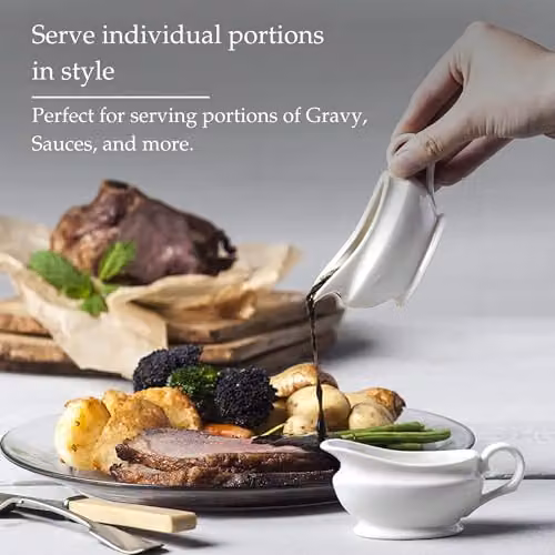 WM Bartleet & Sons 1750 Set of 2 White Porcelain Drip-Free Gravy and Sauce Boats, 90ml each – 4