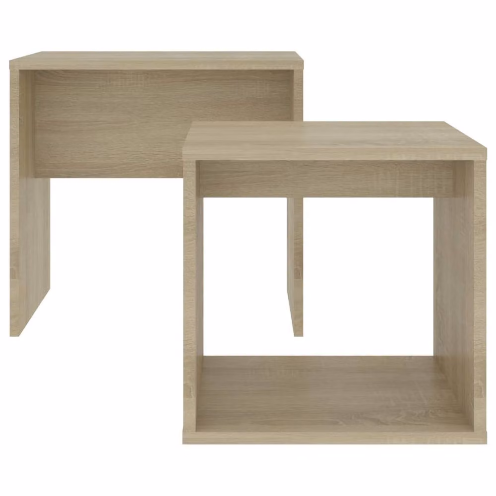 Berkfield Home Sturdy Nested Coffee Table Set in Sonoma Oak and Beige, W/D/H: 48 x 30 x 45 cm – 3