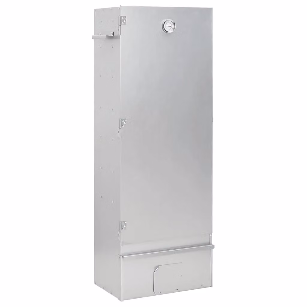 Berkfield Vertical BBQ Oven Smoker with Table in Silver Galvanised Steel – 1