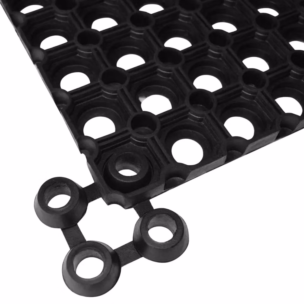 Berkfield Home Rectangular Rubber Door Mat, Black, W: 60 cm, D: 40 cm – 4