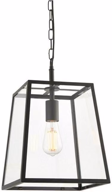 Netlighting Hurst Single Pendant Ceiling Lamp in Matt Black and Clear Glass – 1