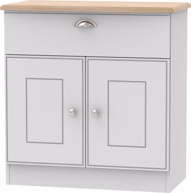 Victoria 1 Drawer Sideboard in Grey Matt and Riviera Oak