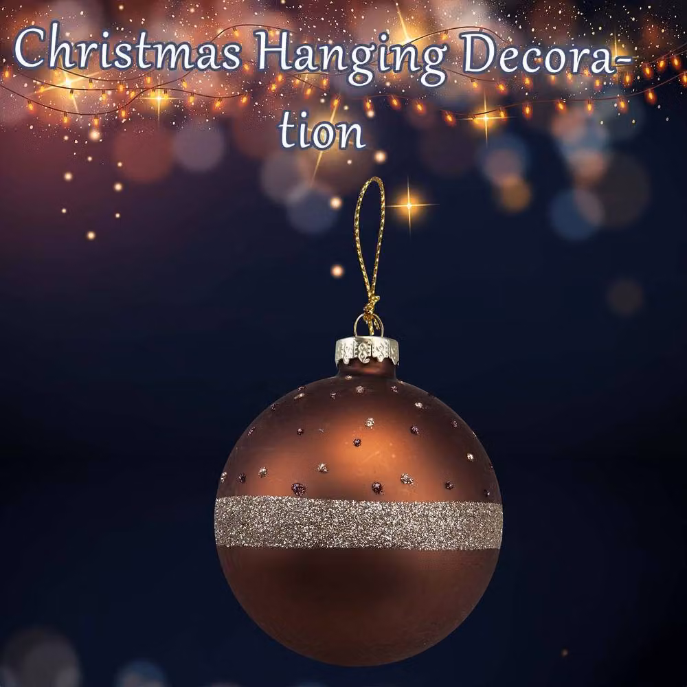VFM e-Store Oval Glass Christmas Hanging Bauble in Bronze and Gold, W: 10 cm, H: 8 cm – 3
