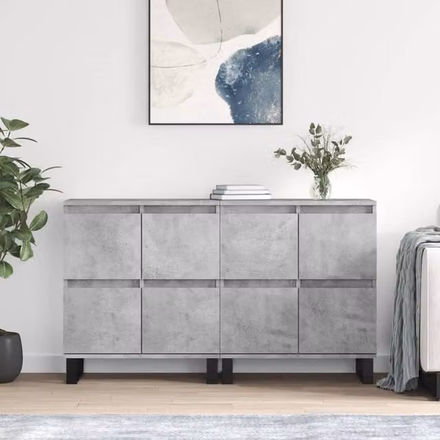 Berkfield Home Set of 2 Wall Mounted Sideboards in Concrete Grey Matt Engineered Wood – 1