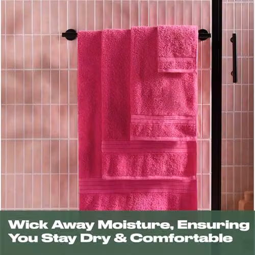 OHS 2 Pack of Pink 100% Cotton Fluffy and Quick Drying Hand Towels, W/D/H: 50 x 50 x 50 cm – 2