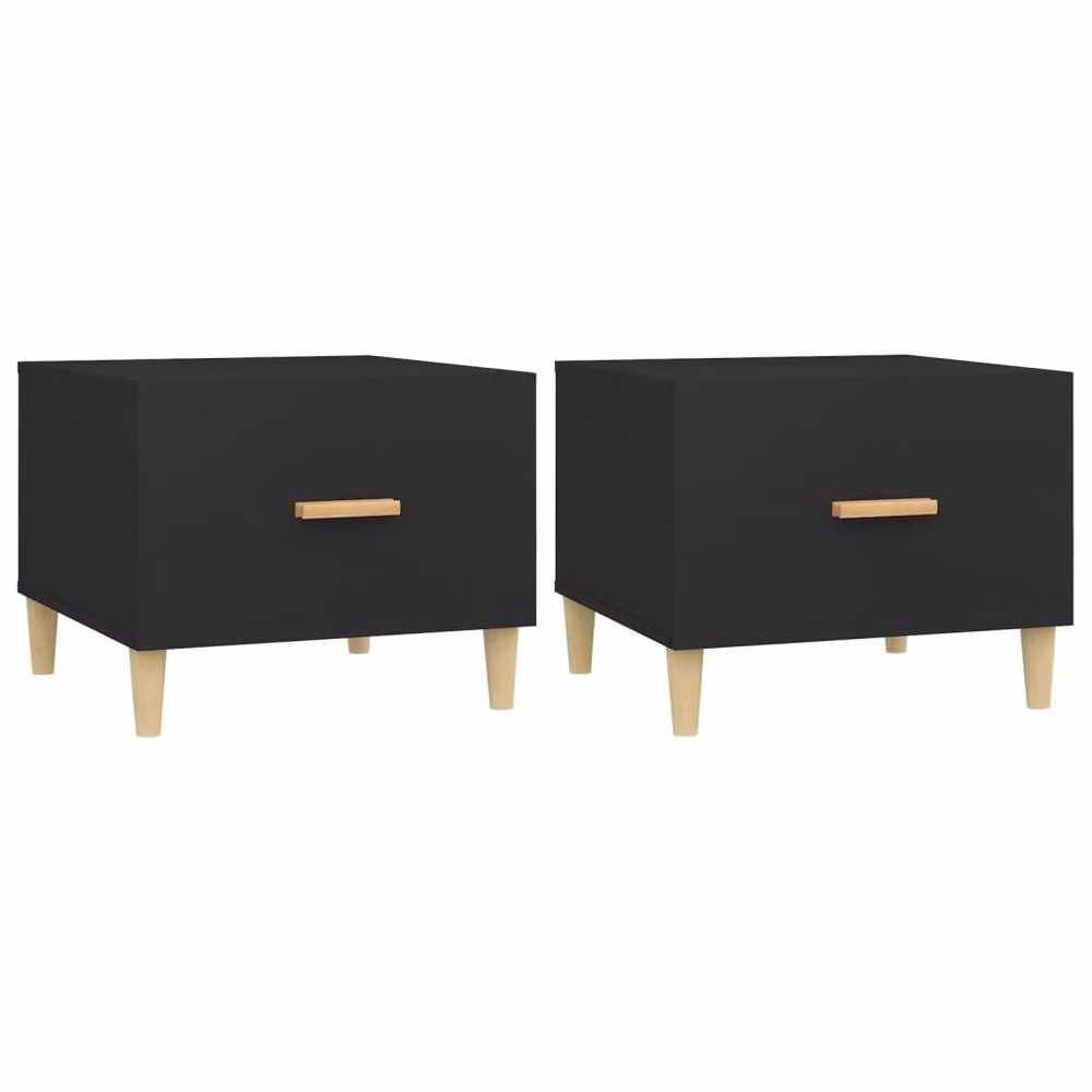 Berkfield Home Set of 2 Sturdy Square Coffee Tables in Black, Engineered Wood, W/D/H: 50 x 50 x 40 cm – 2