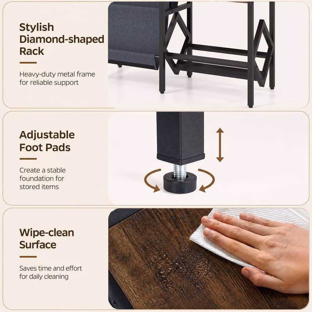 Costway Industrial Geometric Vinyl Holder with Metal Frame in Brown – 5