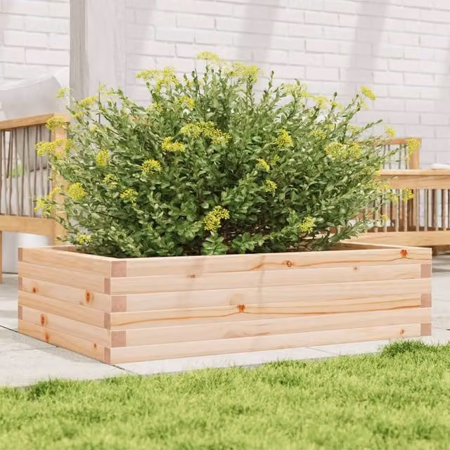 Berkfield Home Garden Planter in Brown Solid Wood, W/D/H: 90 x 60 x 23 cm