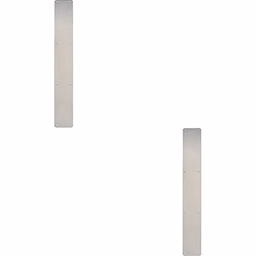 Loops 2 Pack Plain Door Finger Plate in Brushed Silver Stainless Steel, W: 65.0 cm, H: 7.5 cm