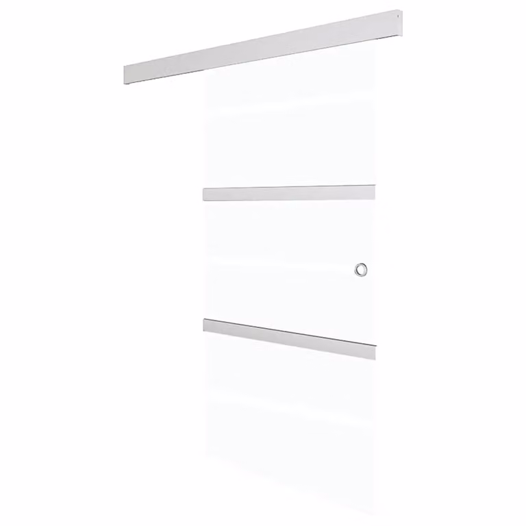 Berkfield Home Modern Sliding Door in Silver ESG Glass and Aluminium, W: 90 cm, H: 205 cm
