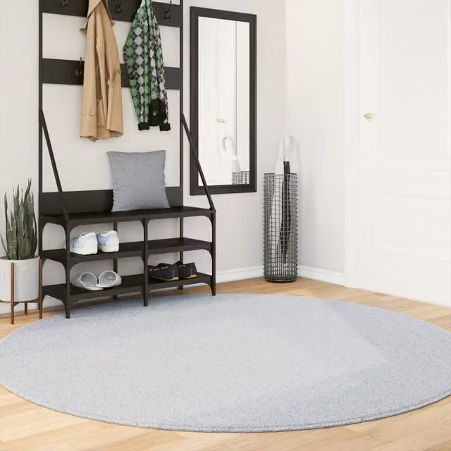 Berkfield Home HUARTE Round Grey Short Pile Washable Polyester Rug, Diameter: 200 cm
