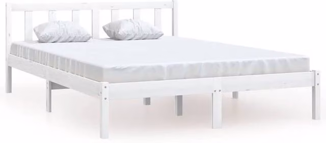 Berkfield Home Modern White Solid Pinewood Bed Frame W: 160 cm, D: 200 cm