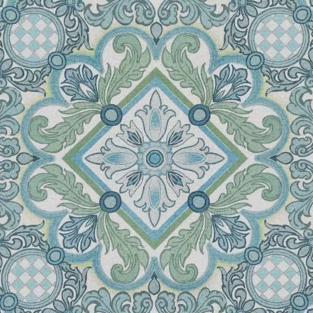 HOUSE Llewelyn-Bowen Festivo Printed Fabric Verdrelle in Blue, Green and Multicolour