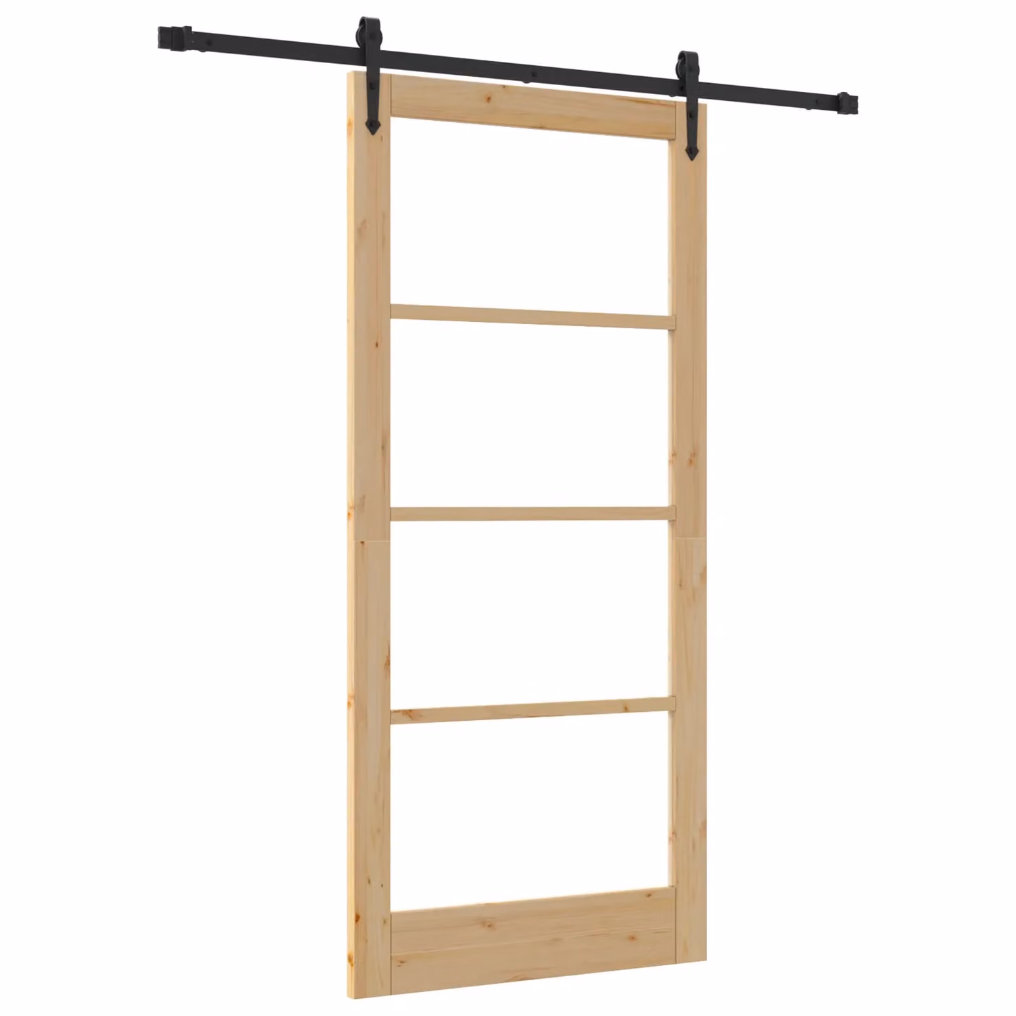 Berkfield Home Modern Sliding Door with Hardware Set, Solid Pine Wood, Black, W: 93 cm, H: 202 cm – 2