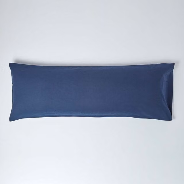 Homescapes Navy Linen and Combed Cotton Pillowcase