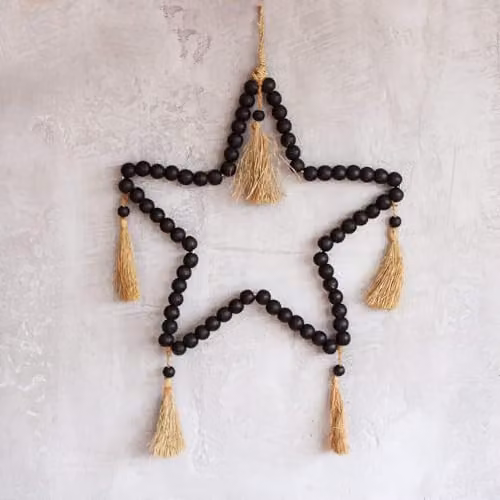 Ancient Wisdom Large Black Bead Star Hanging Mobile, W: 58 cm, H: 38 cm – 2