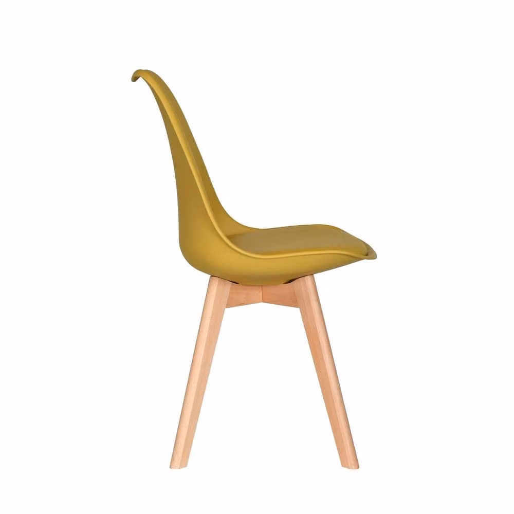 FORGEVIO Pack of 4 Modern Mustard Yellow Fabric and Wood Dining Chairs – 2