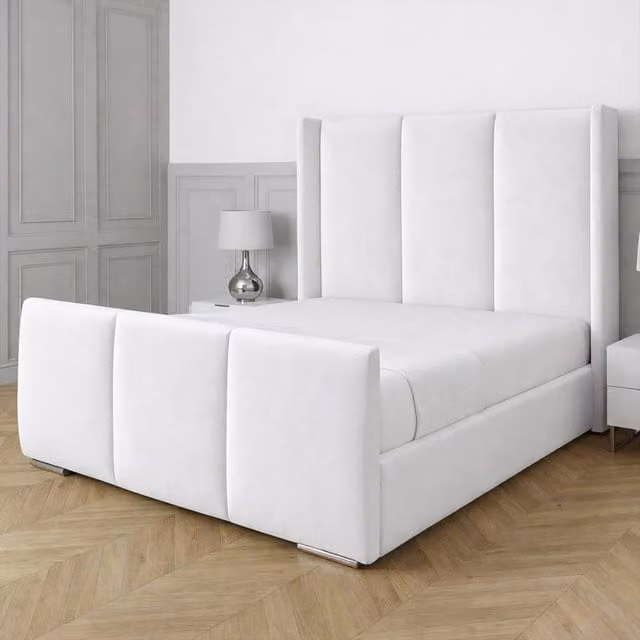 Living Comfort Bedz Westbury Single Upholstered Gas Lift Storage Bed in White