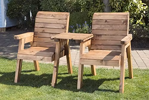 Samuel ALEXANDER Charles Taylor Hand Made 2 Seater Rustic Brown Wooden Garden Love Seat – 2