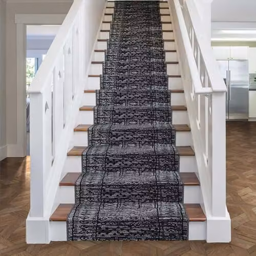 runrug Afrikans Grey Machine Woven Stair Runner, Stain-Resistant and Antistatic Polypropylene Carpet, W: 60 cm, L: 720 cm, Thickness: 9 mm – 2