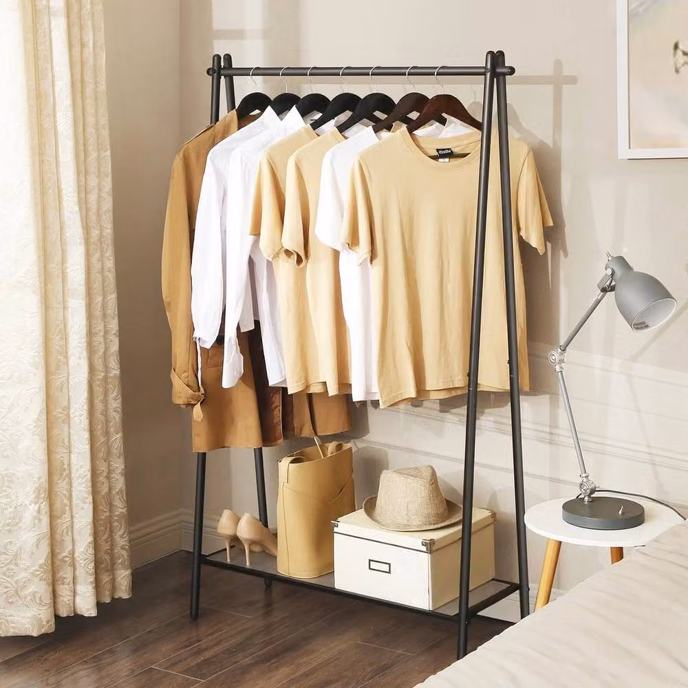 SPETLEK Minimalist Clothes Rail with Matt Black Steel Structure, H 153.0 cm x W 92.5 cm x D 40.0 cm – 4