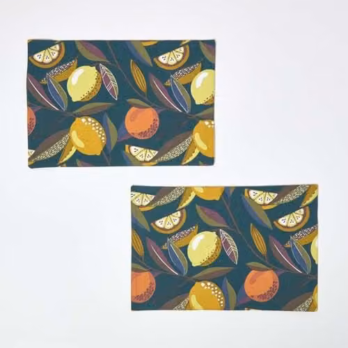 Homescapes Set of 2 Cotton Floral Placemats, Multicolour – 1