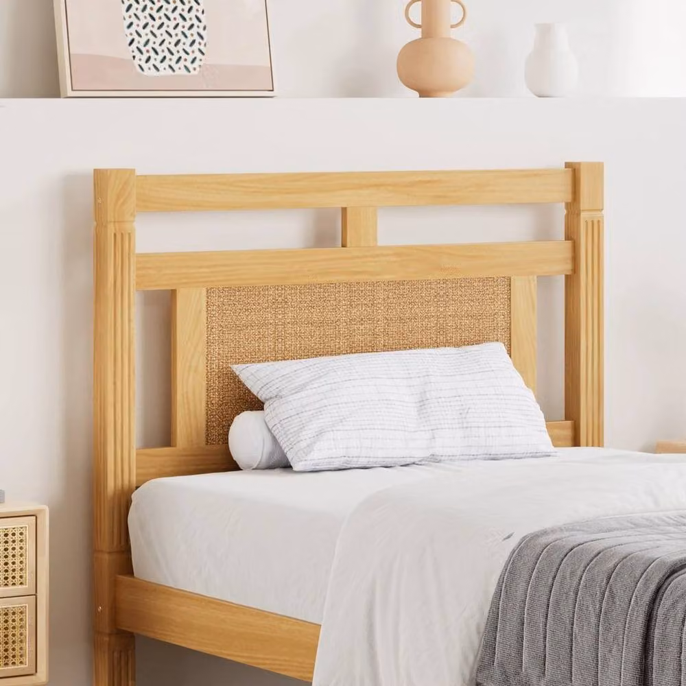 KORVIXA Modern Single Bed Frame in Natural Pine and Mixed Materials, W/D/H: 90 x 190 cm – 3