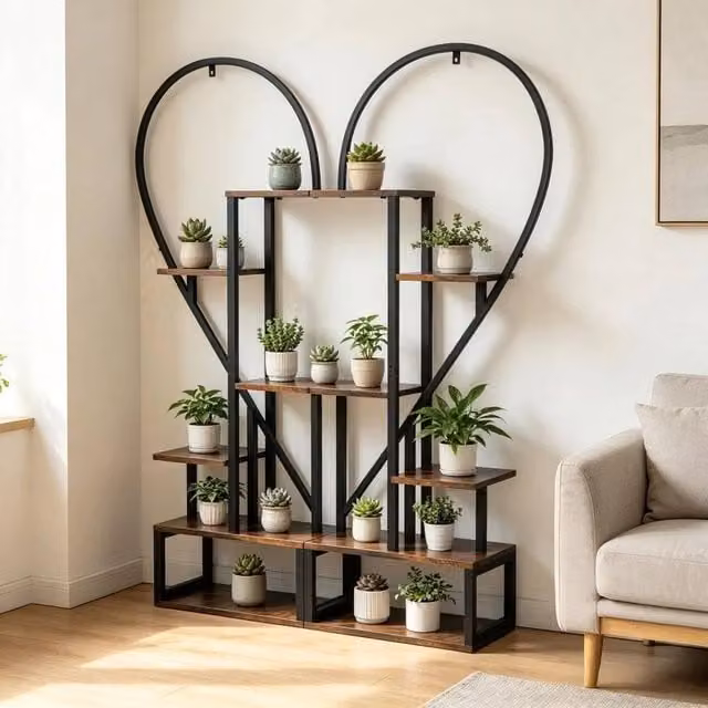EONLION 6 Tiered Black Metal Ladder Plant Stand